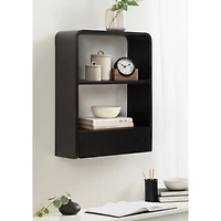 Black Kato Single Drawer Wall Shelf