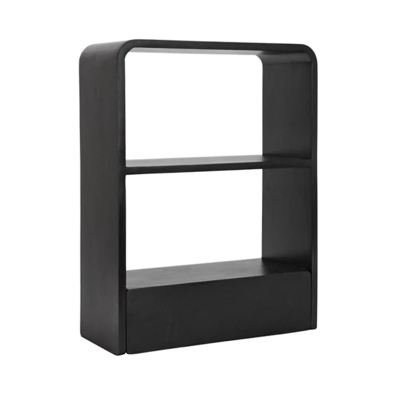 Black Kato Single Drawer Wall Shelf