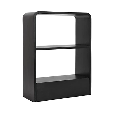 Black Kato Single Drawer Wall Shelf
