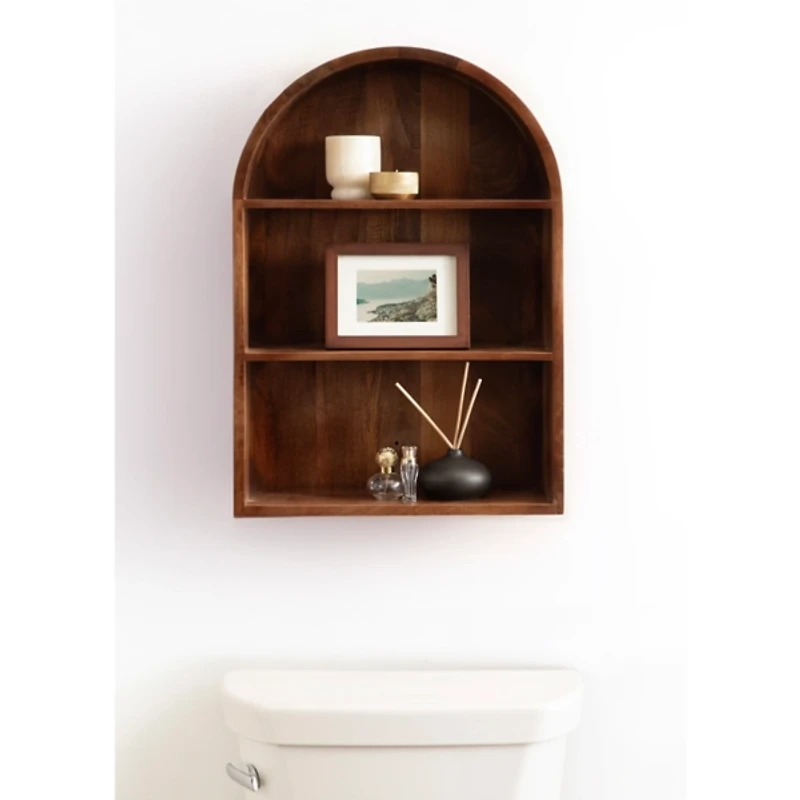 Walnut 3-Tier Arch Arcott Wall Shelf