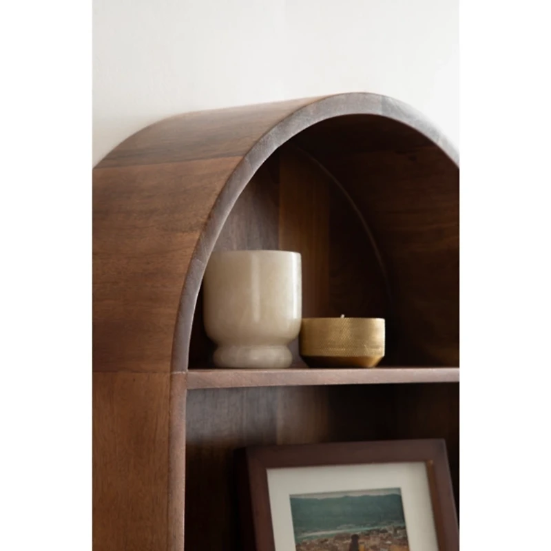 Walnut 3-Tier Arch Arcott Wall Shelf