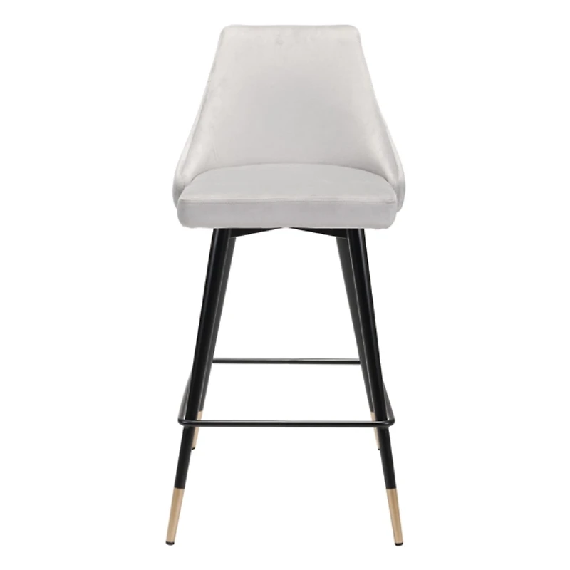 Gray Velvet Upholstered Polly Counter Stool