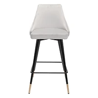 Gray Velvet Upholstered Polly Counter Stool