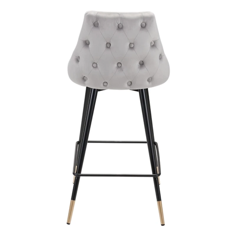 Gray Velvet Upholstered Polly Counter Stool