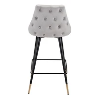 Gray Velvet Upholstered Polly Counter Stool