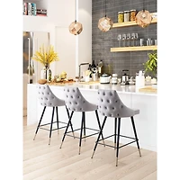 Gray Velvet Upholstered Polly Counter Stool