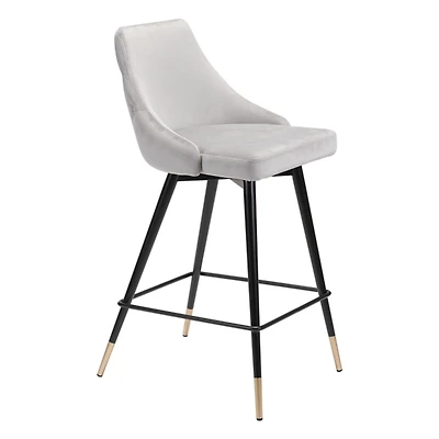 Gray Velvet Upholstered Polly Counter Stool