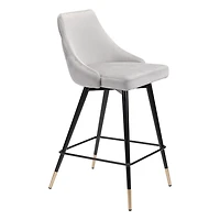 Gray Velvet Upholstered Polly Counter Stool