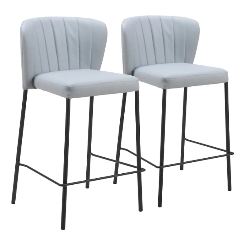 Gray Faux Leather Liddy Counter Stools, Set of 2