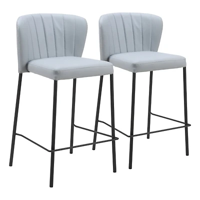 Gray Faux Leather Liddy Counter Stools, Set of 2