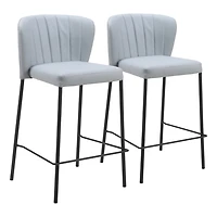Gray Faux Leather Liddy Counter Stools, Set of 2