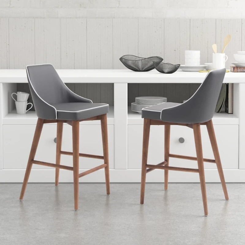 Gray Faux Leather Moore Counter Stool