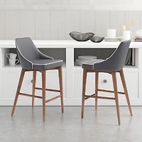 Gray Faux Leather Moore Counter Stool