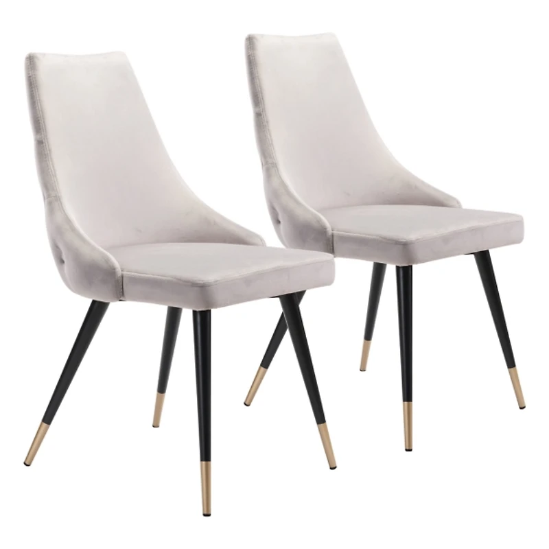 Gray Velvet Polly Dining Chairs, Set of 2