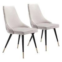 Gray Velvet Polly Dining Chairs, Set of 2