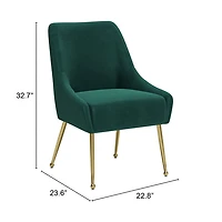 Green Velvet Gold Maxine Dining Chair