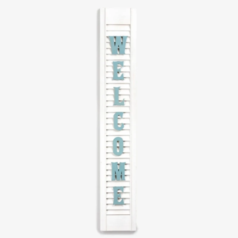 White & Blue Welcome Shutter Porch Board