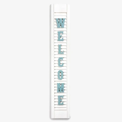 White & Blue Welcome Shutter Porch Board