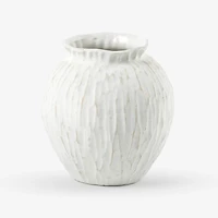 White Ceramic Textured Round Vase