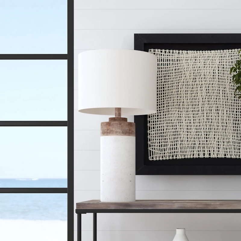 White Cement Cylinder Table Lamp