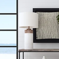 White Cement Cylinder Table Lamp