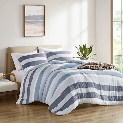 Blake Blue Stripe 3-pc. King Comforter Set