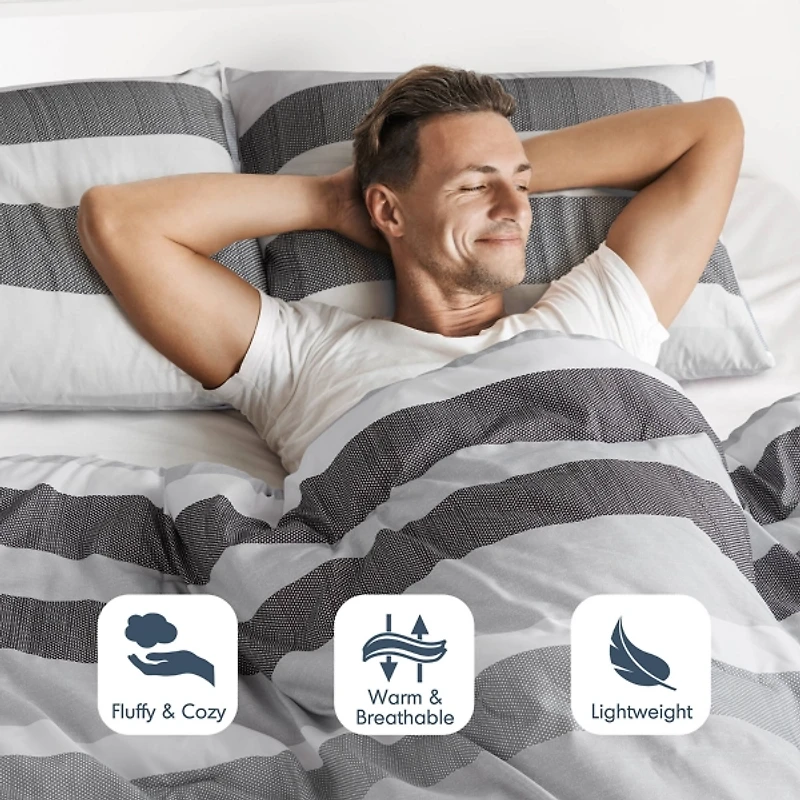 Blake Gray Stripe 3-pc. Full/Queen Comforter Set