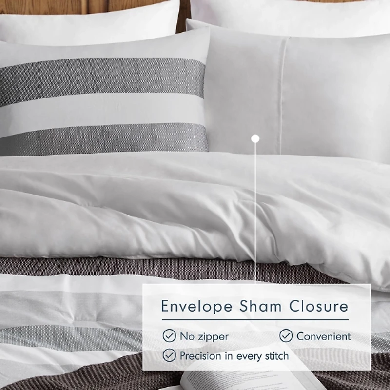 Blake Gray Stripe 3-pc. Full/Queen Comforter Set