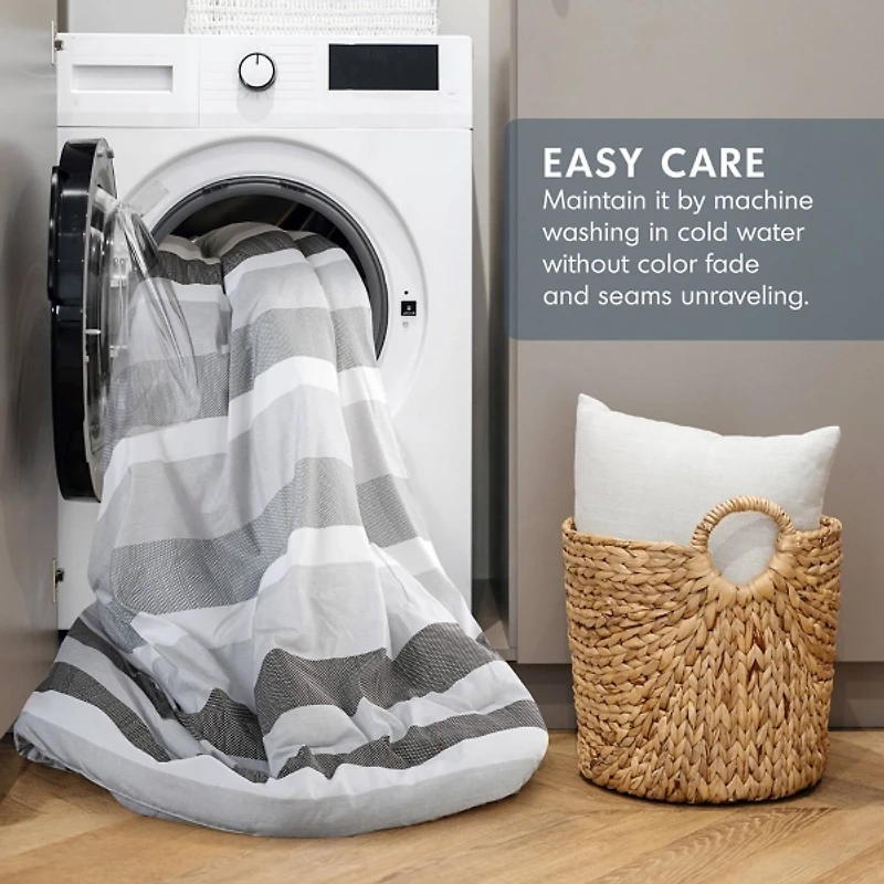 Blake Gray Stripe 3-pc. Full/Queen Comforter Set