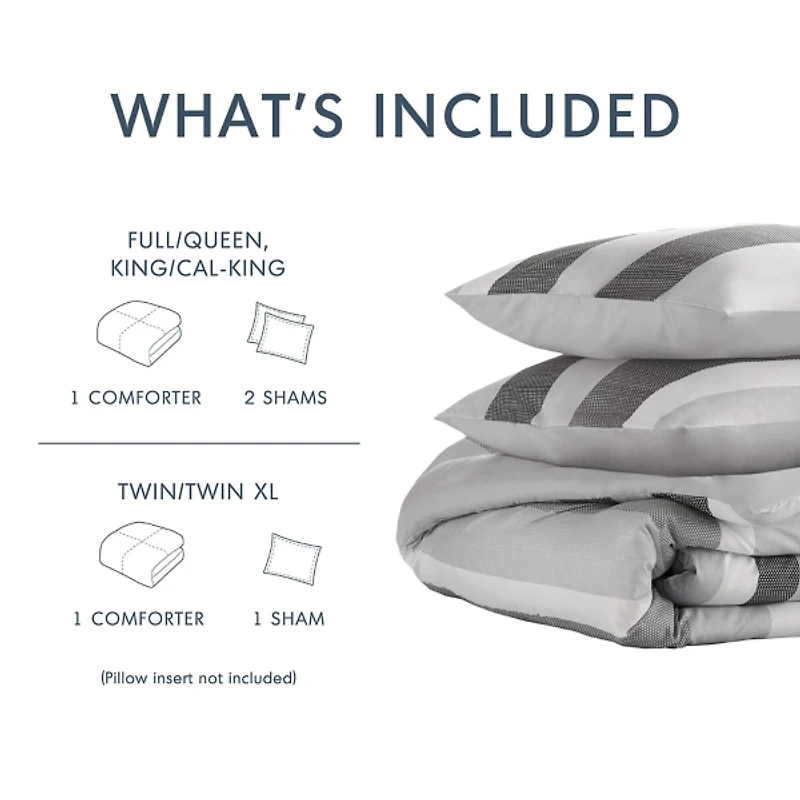 Blake Gray Stripe 3-pc. King Comforter Set