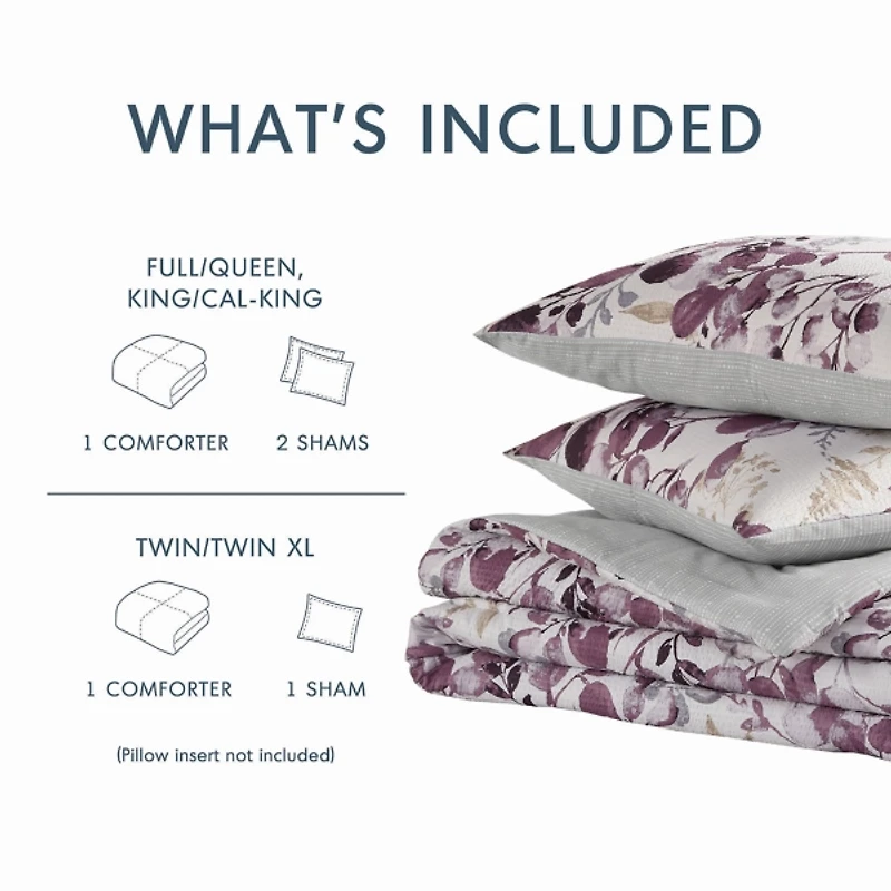 Purple Botanical 2-pc. Twin/Twin XL Comforter Set