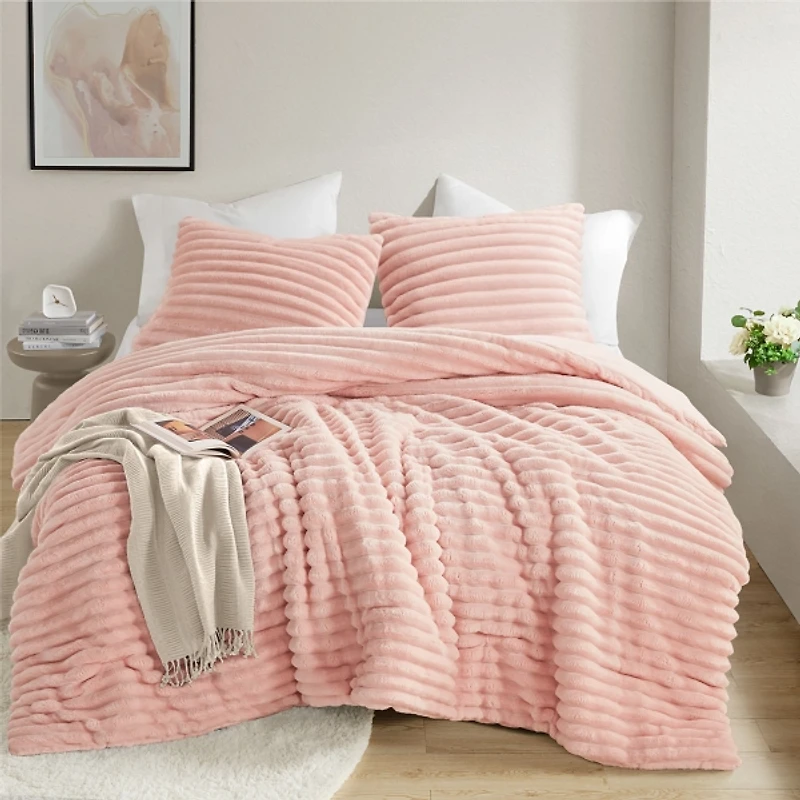 Fluffy Ribbed 3-pc. Full/Queen Comforter Set
