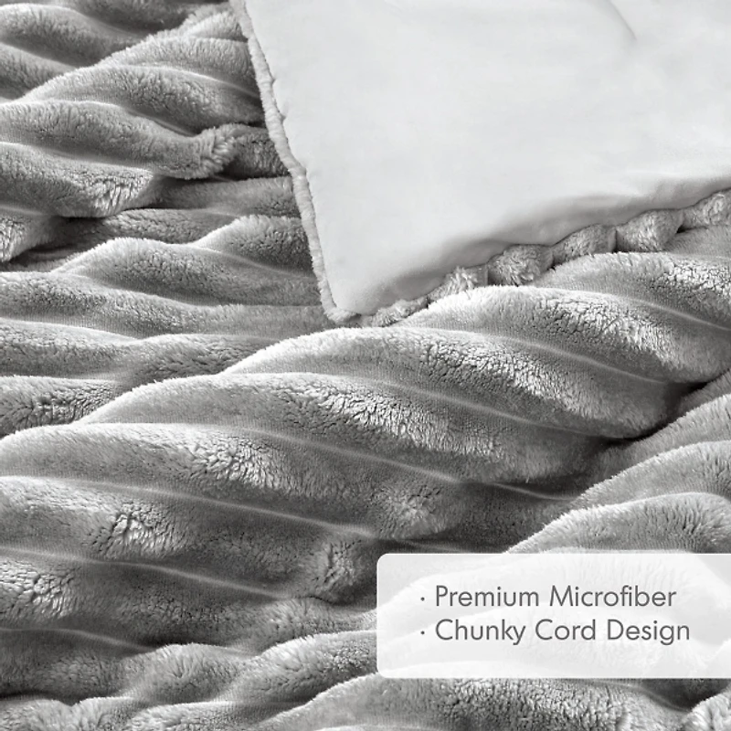 Fluffy Ribbed 3-pc. Full/Queen Comforter Set