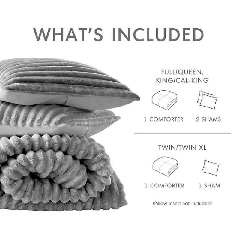 Fluffy Ribbed 3-pc. Full/Queen Comforter Set