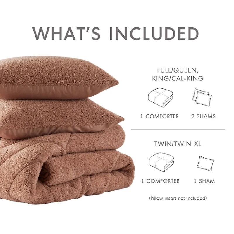 Brown Quilted Teddy 3-pc. Full/Queen Comforter Set