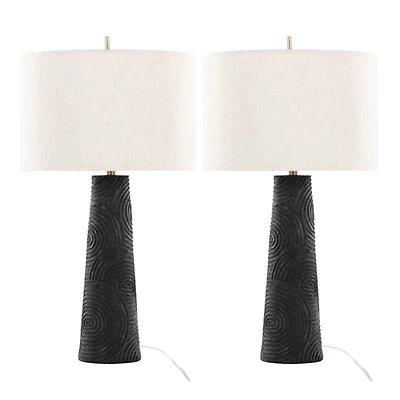 Matte Black Tapered Kona Table Lamps, Set of 2