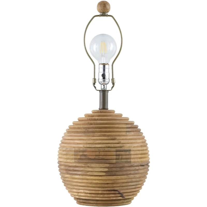Acacia Wood Ribbed Polo Table Lamp