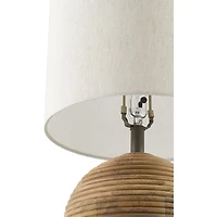Acacia Wood Ribbed Polo Table Lamp