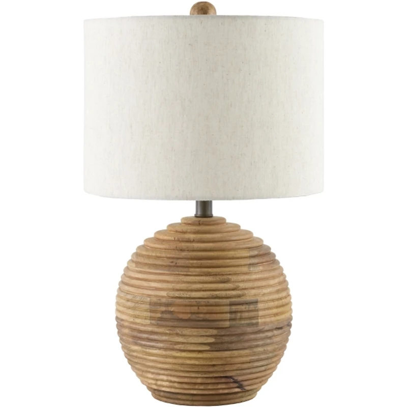 Acacia Wood Ribbed Polo Table Lamp