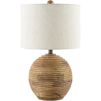 Acacia Wood Ribbed Polo Table Lamp