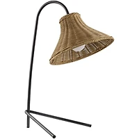 Black Metal Jeri Table Lamp with Rattan Shade