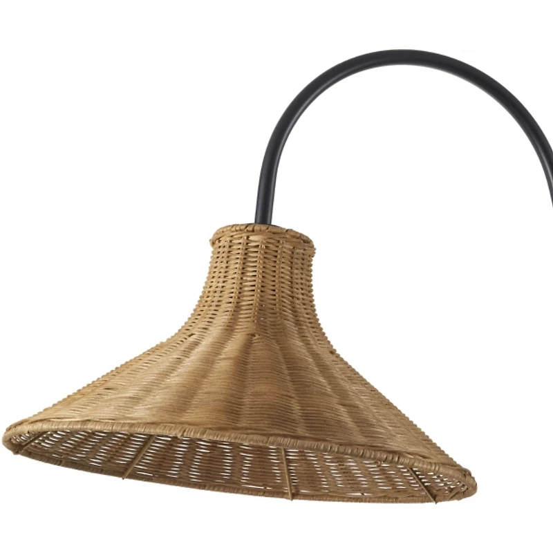 Black Metal Jeri Floor Lamp with Rattan Shade