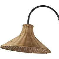 Black Metal Jeri Floor Lamp with Rattan Shade