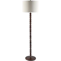 Brown Wood Spindle Paduak Floor Lamp