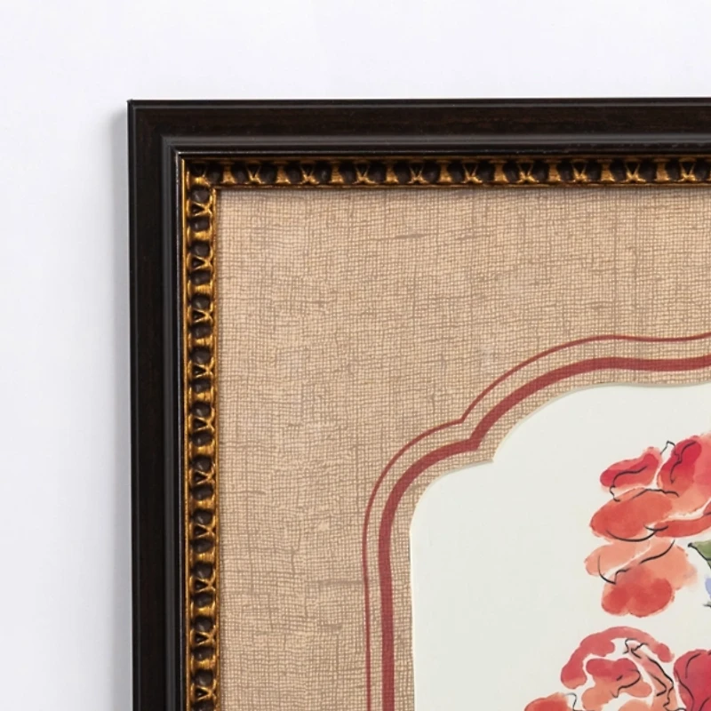 Bouquet on Linen Framed Art Print