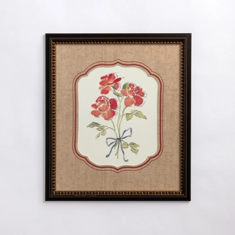 Bouquet on Linen Framed Art Print
