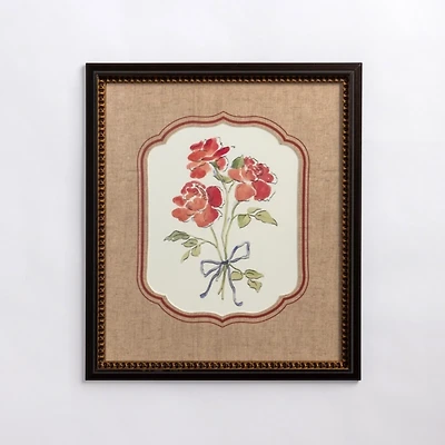 Bouquet on Linen Framed Art Print