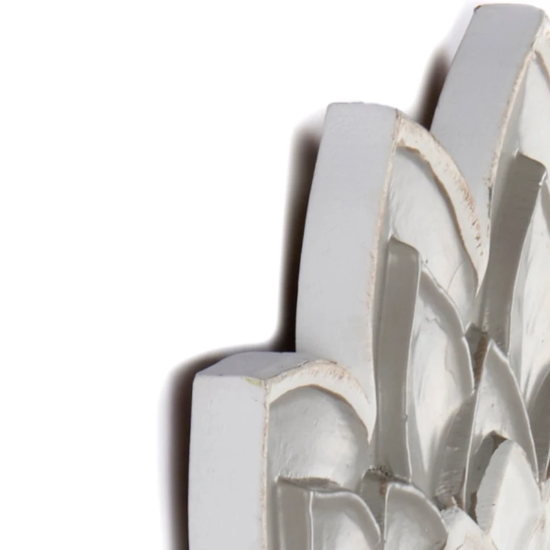 Gray and White Carved Medallion Wall Plaque