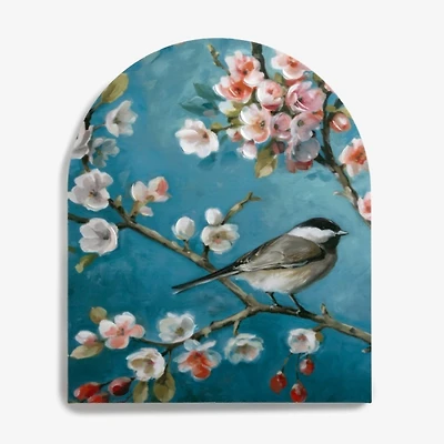 Birds and Blossoms Arched Canvas Art Print