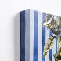 Lemons on Blue Stripes Canvas Art Print